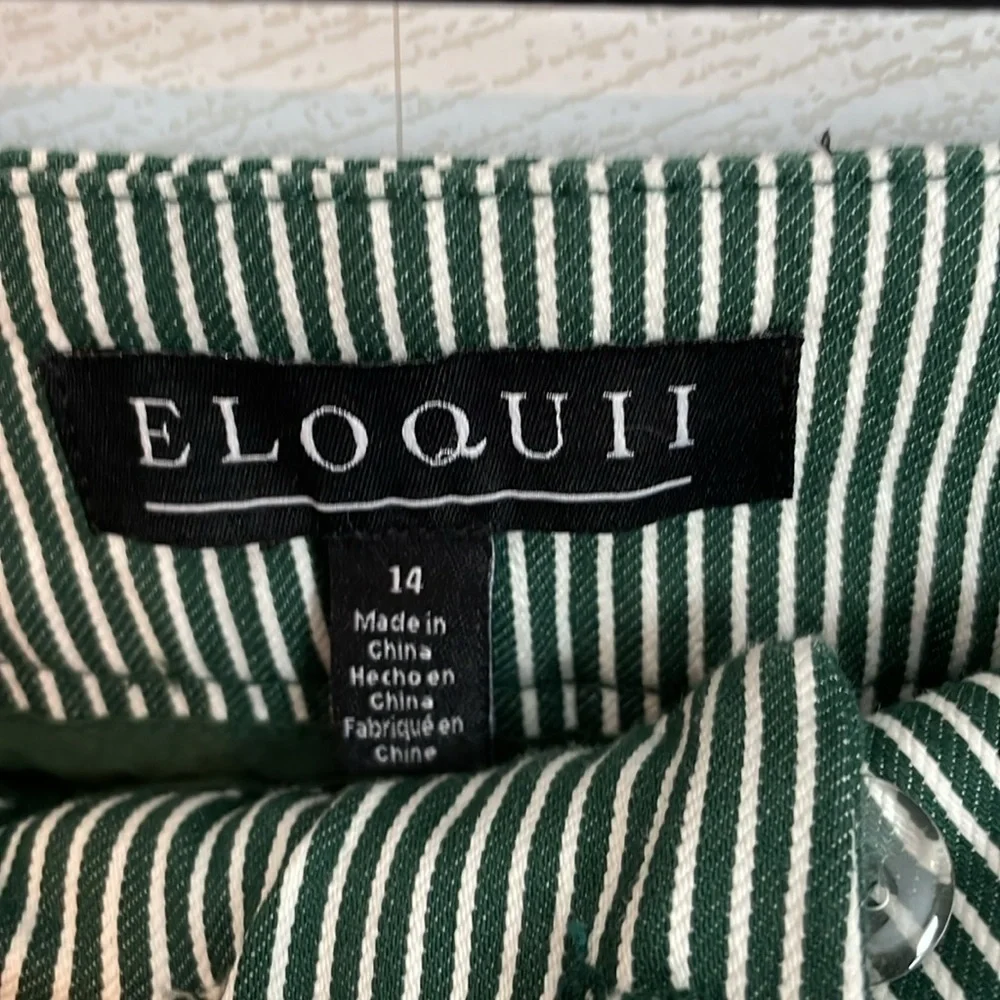 Eloquii Women's Striped Trousers Rainforest White Size 14 Workwear Formal Dress‎